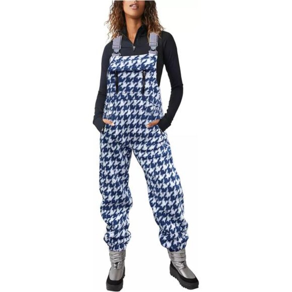 Women's Fleece Overalls Adjustable Strap Loose Casual Jumpsuits with Pockets - Picture 3 of 6